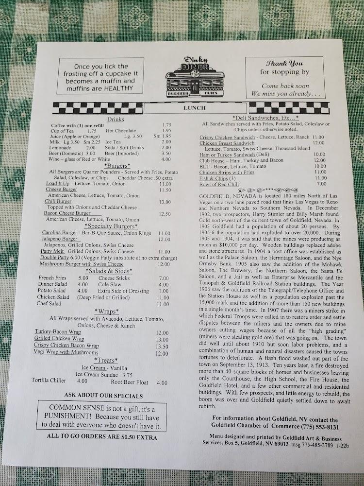 Dinky Diner Menu image 1