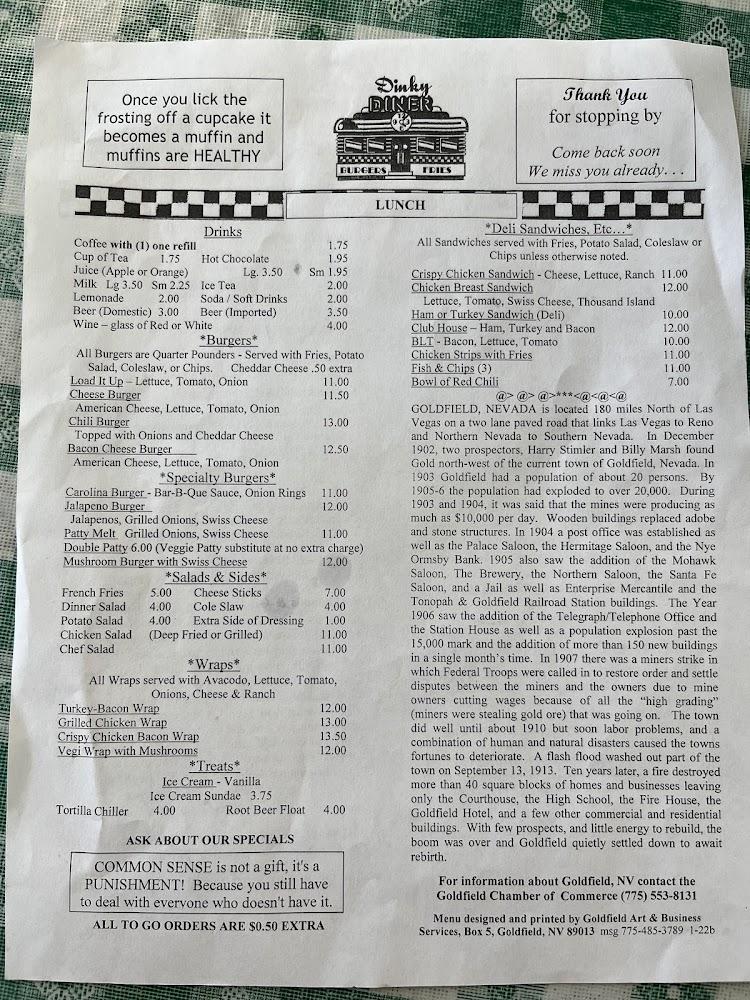 Dinky Diner Menu image 2