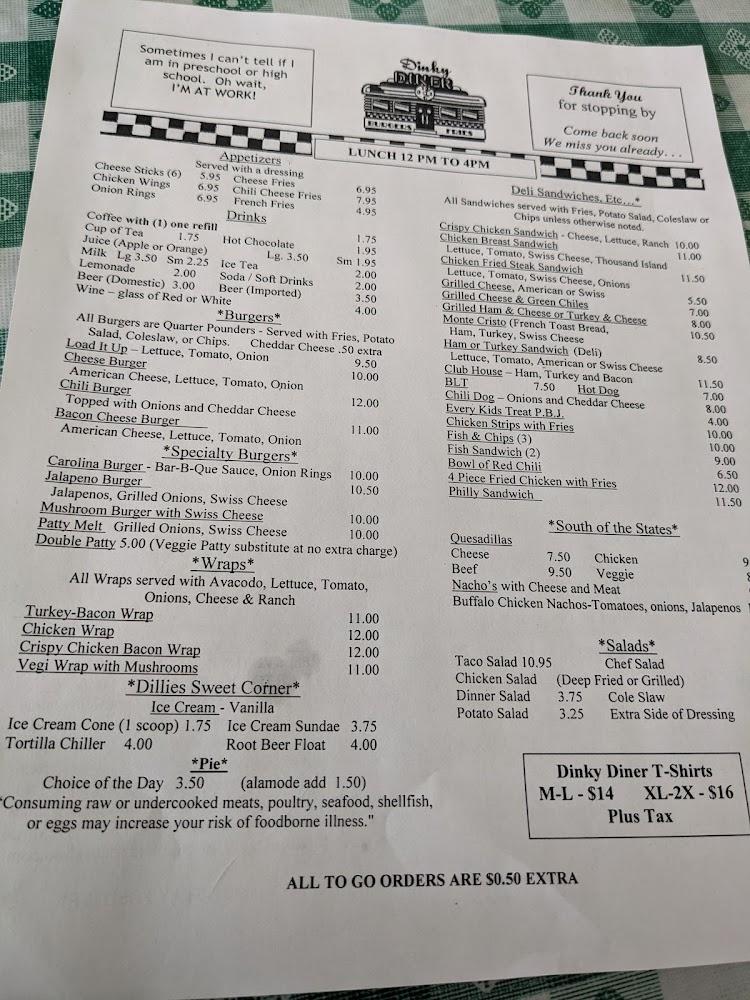 Dinky Diner Menu image 3